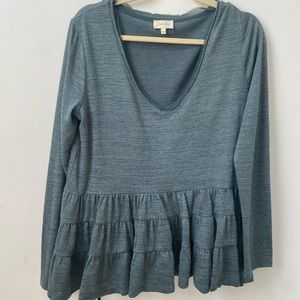 long sleeve half ruffle top